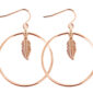 Boucles d'oreilles ellipse et plume acier rose